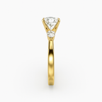 2 ct to 8 ct Diavont Three-Stone Round Cut Diamond Ring Mounting with Pear Side Stones