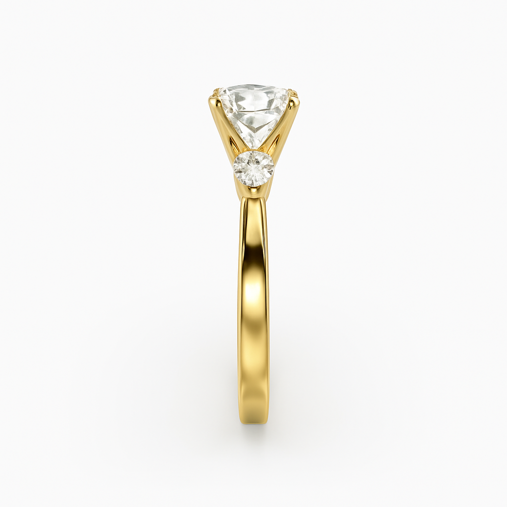 2 ct to 8 ct Diavont Three-Stone Round Cut Diamond Ring Mounting with Pear Side Stones