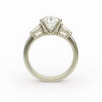 Classic Three-Stone Round Diamond Ring with Pear Side Accents (Mounting only)