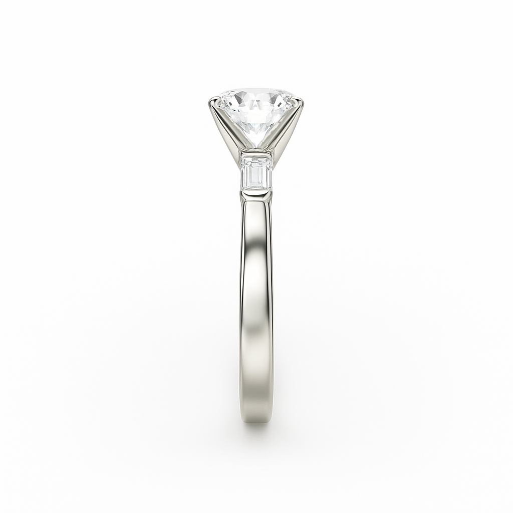 Classic Three-Stone Round Diamond Ring with Pear Side Accents (Mounting only)