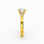 Classic Three-Stone Round Diamond Ring with Pear Side Accents (Mounting only)