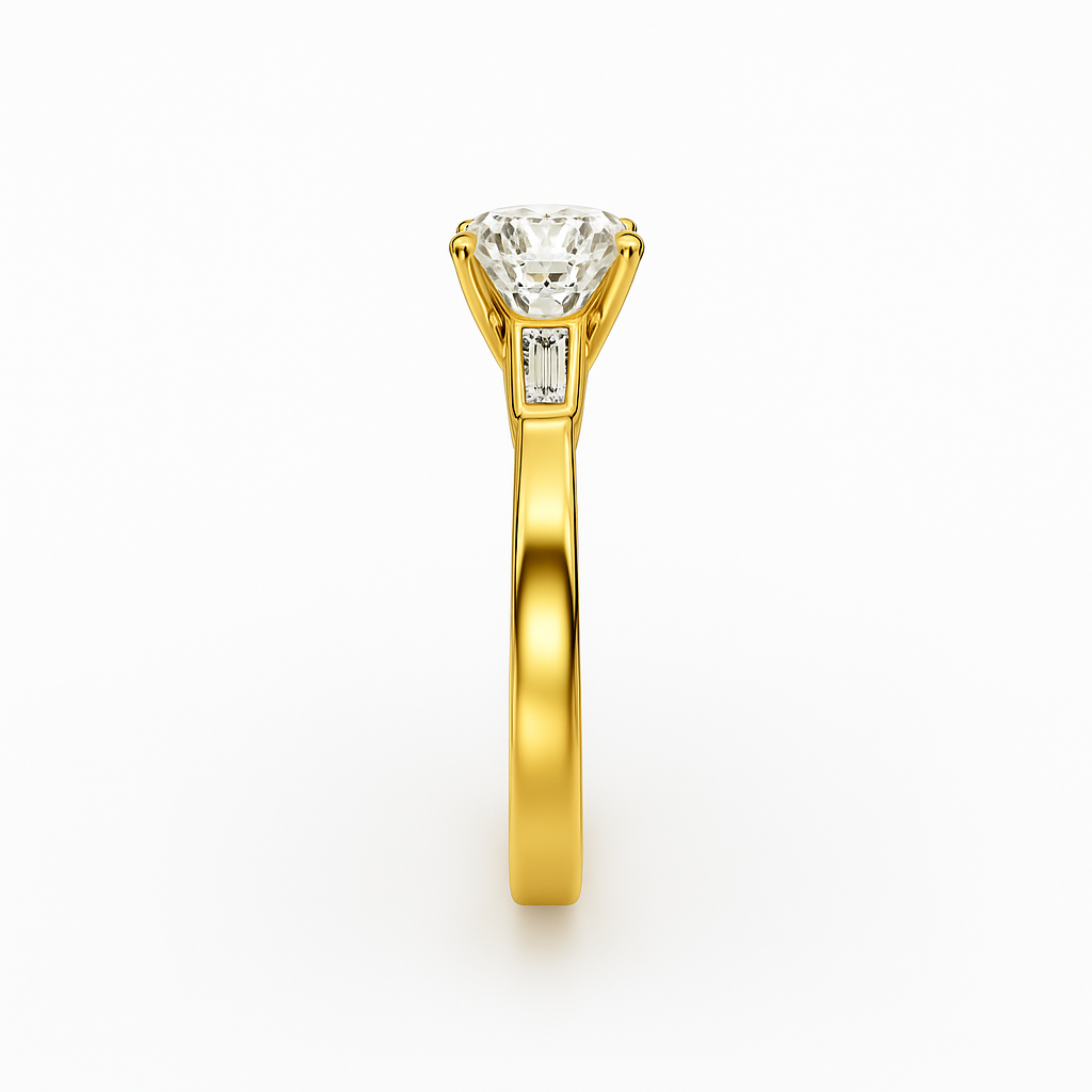 Classic Three-Stone Round Diamond Ring with Pear Side Accents (Mounting only)