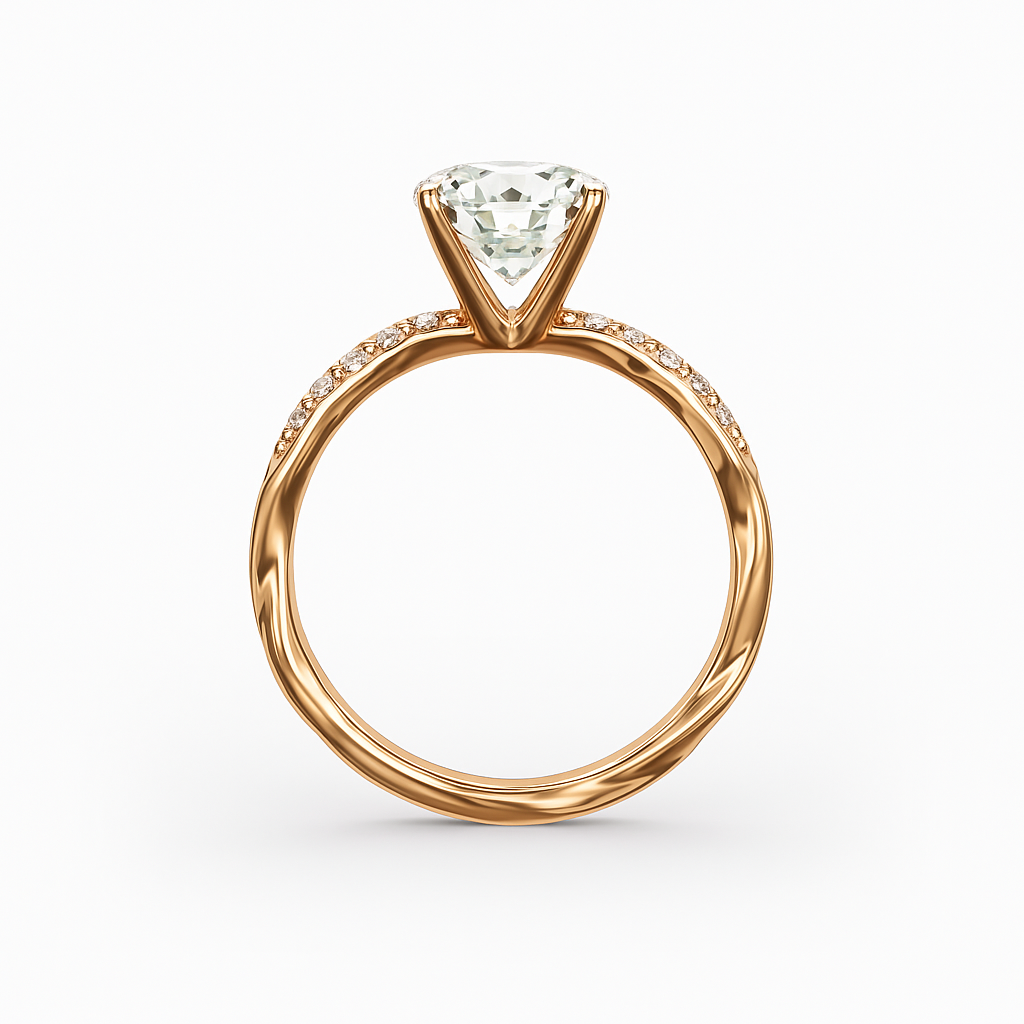 Diavont Twisted Band Cushion Cut Diamond Engagement Ring Mounting with Pavé Accents