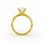 Diavont Twisted Band Cushion Cut Diamond Engagement Ring Mounting with Pavé Accents