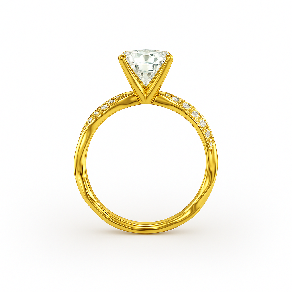 Diavont Twisted Band Cushion Cut Diamond Engagement Ring Mounting with Pavé Accents