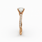 Diavont Twisted Band Cushion Cut Diamond Engagement Ring Mounting with Pavé Accents
