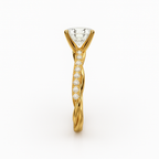 Diavont Twisted Band Cushion Cut Diamond Engagement Ring Mounting with Pavé Accents