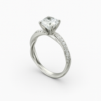 Diavont Twisted Band Cushion Cut Diamond Engagement Ring Mounting with Pavé Accents