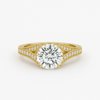 Diavont Vintage-Inspired Solitaire Ring with Split Shank Pavé Detailing
