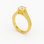 Diavont Vintage-Inspired Solitaire Ring with Split Shank Pavé Detailing