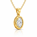 Oval Diamond Pendant Necklace with Chain
