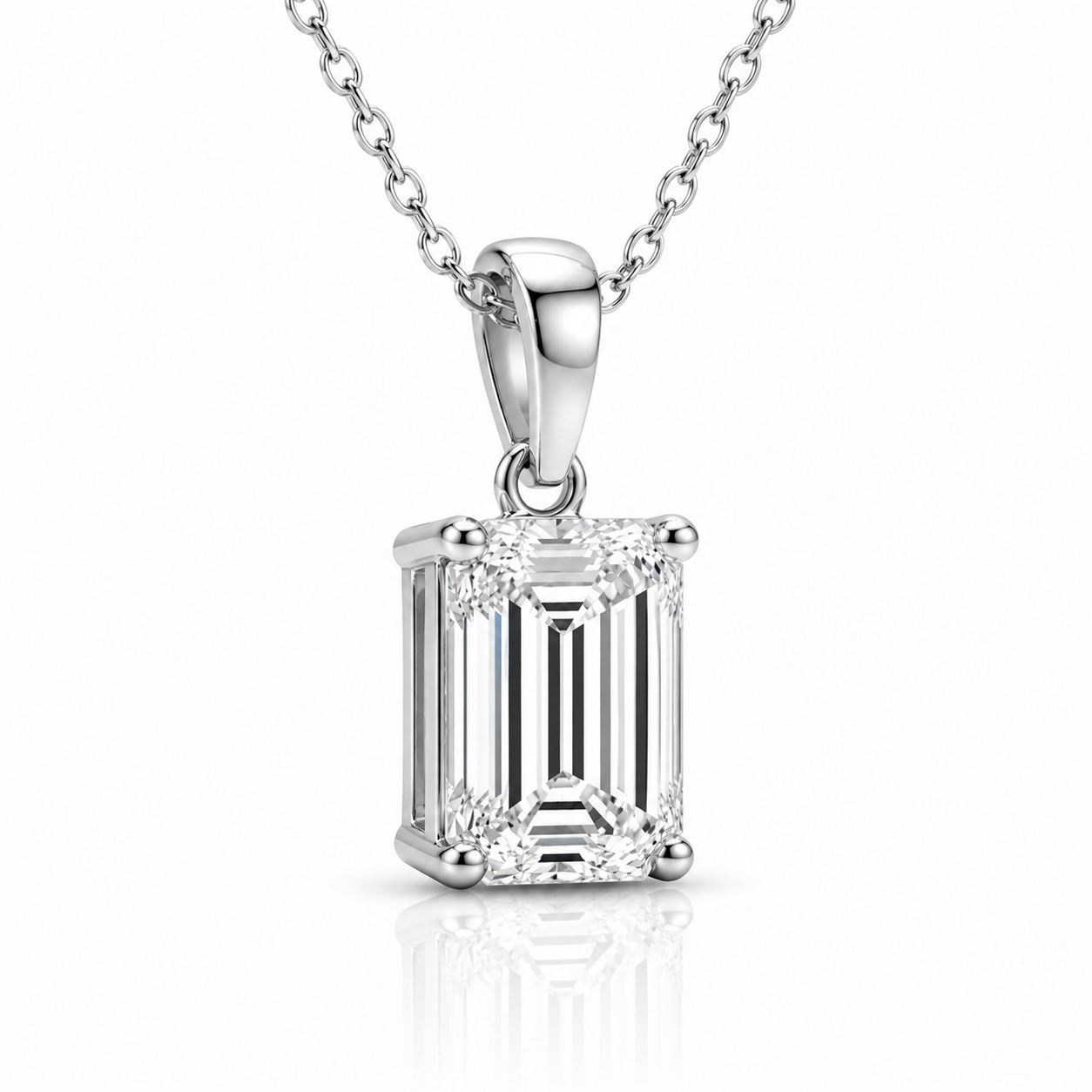 Emerald Diamond Pendant Necklace with Chain