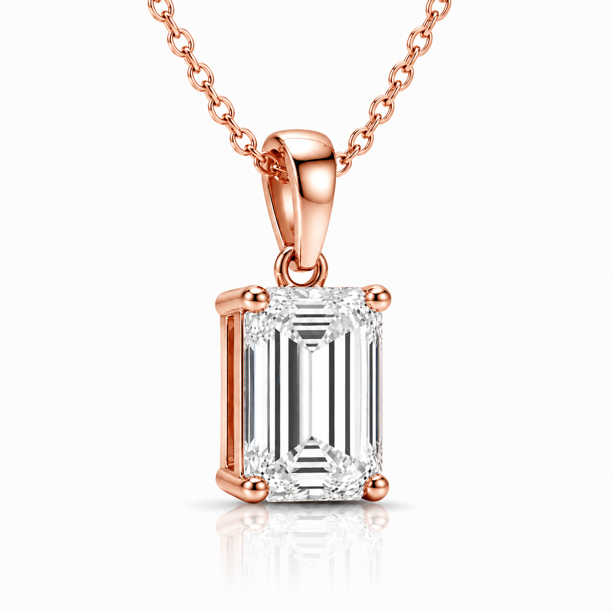 Emerald Diamond Pendant Necklace with Chain