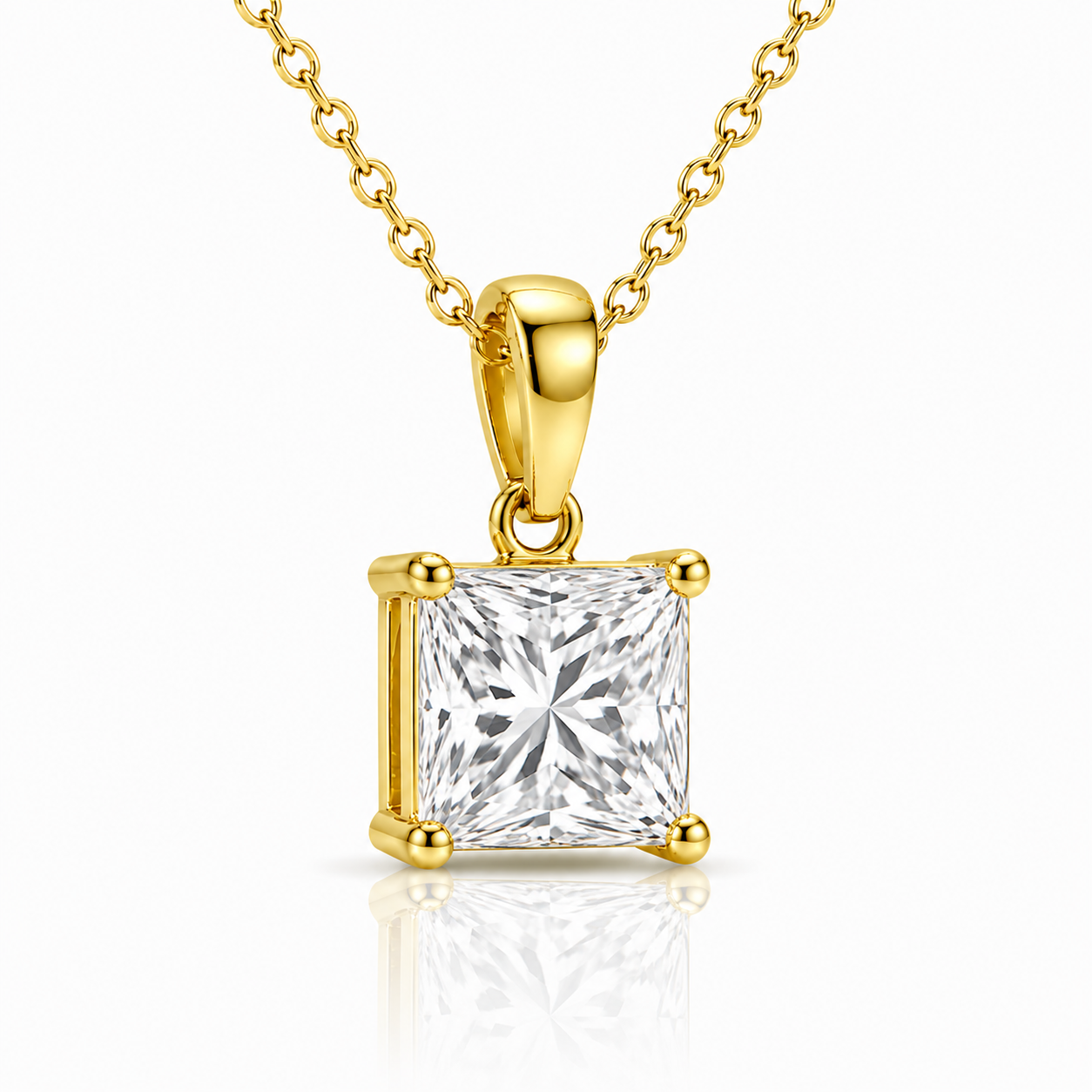 Princess Diamond Pendant Necklace with Chain