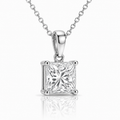 Princess Diamond Pendant Necklace with Chain