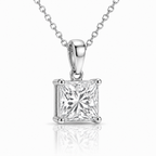 Princess Diamond Pendant Necklace with Chain