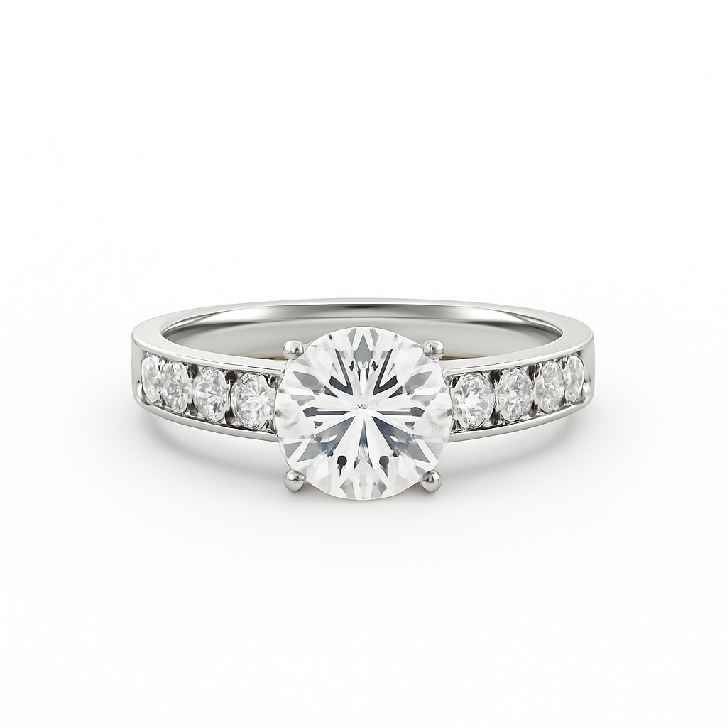 Diavont Vintage Channel-Set Round Cut Diamond Engagement Ring