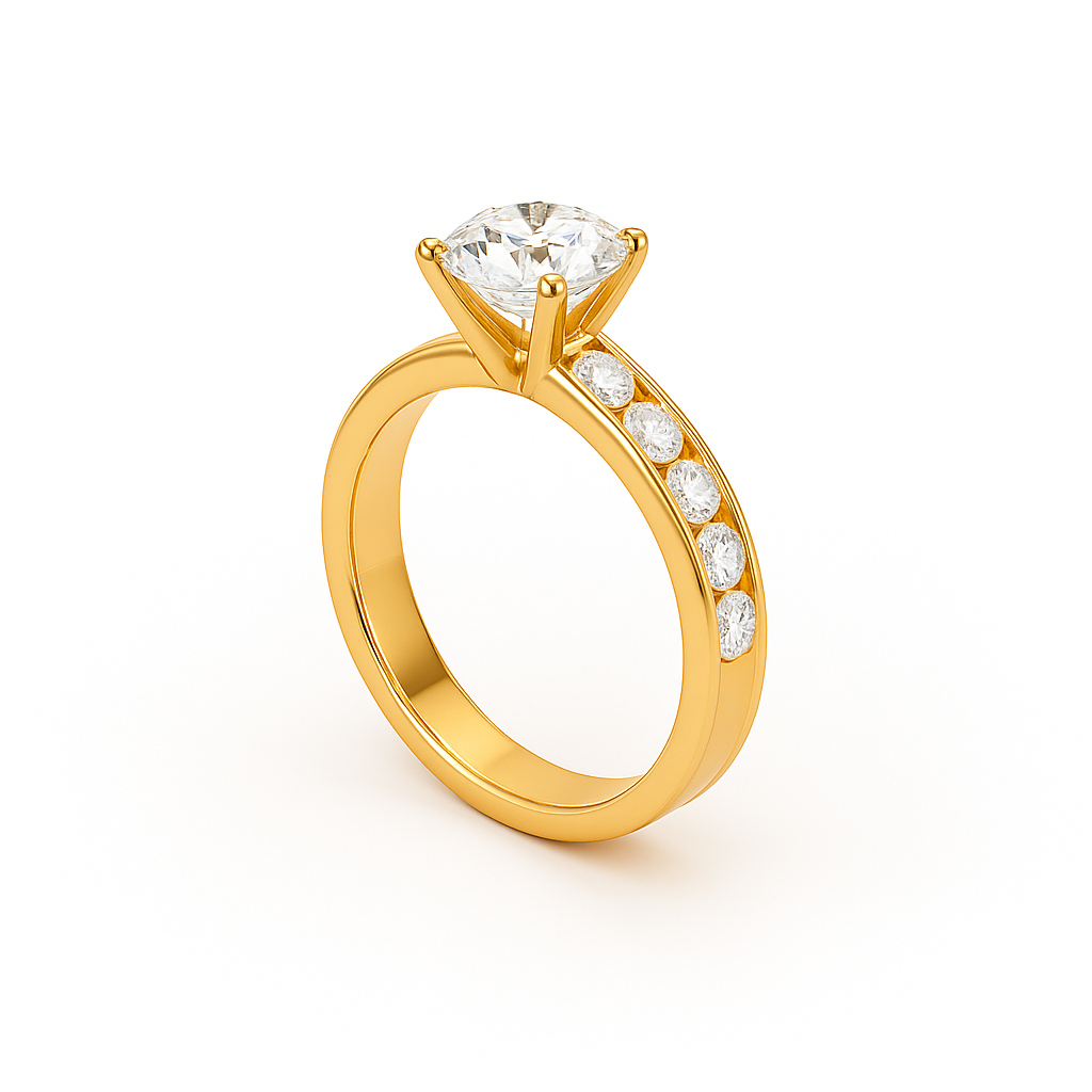 Diavont Vintage Channel-Set Round Cut Diamond Engagement Ring
