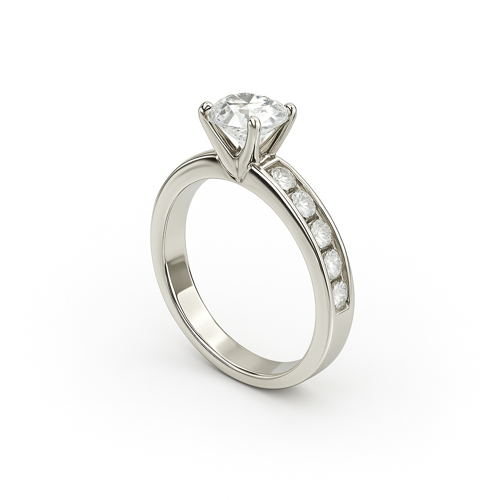 Diavont Vintage Channel-Set Round Cut Diamond Engagement Ring