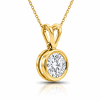 Bezel Round Solitaire Diamond Pendant Necklace