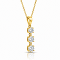 Triple Round Cut Diamond Pendant with Chain