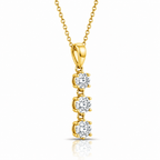 Triple Round Cut Diamond Pendant with Chain