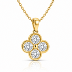 Clover Round Cut Diamond Pendant with Chain