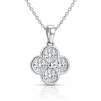Clover Round Cut Diamond Pendant with Chain