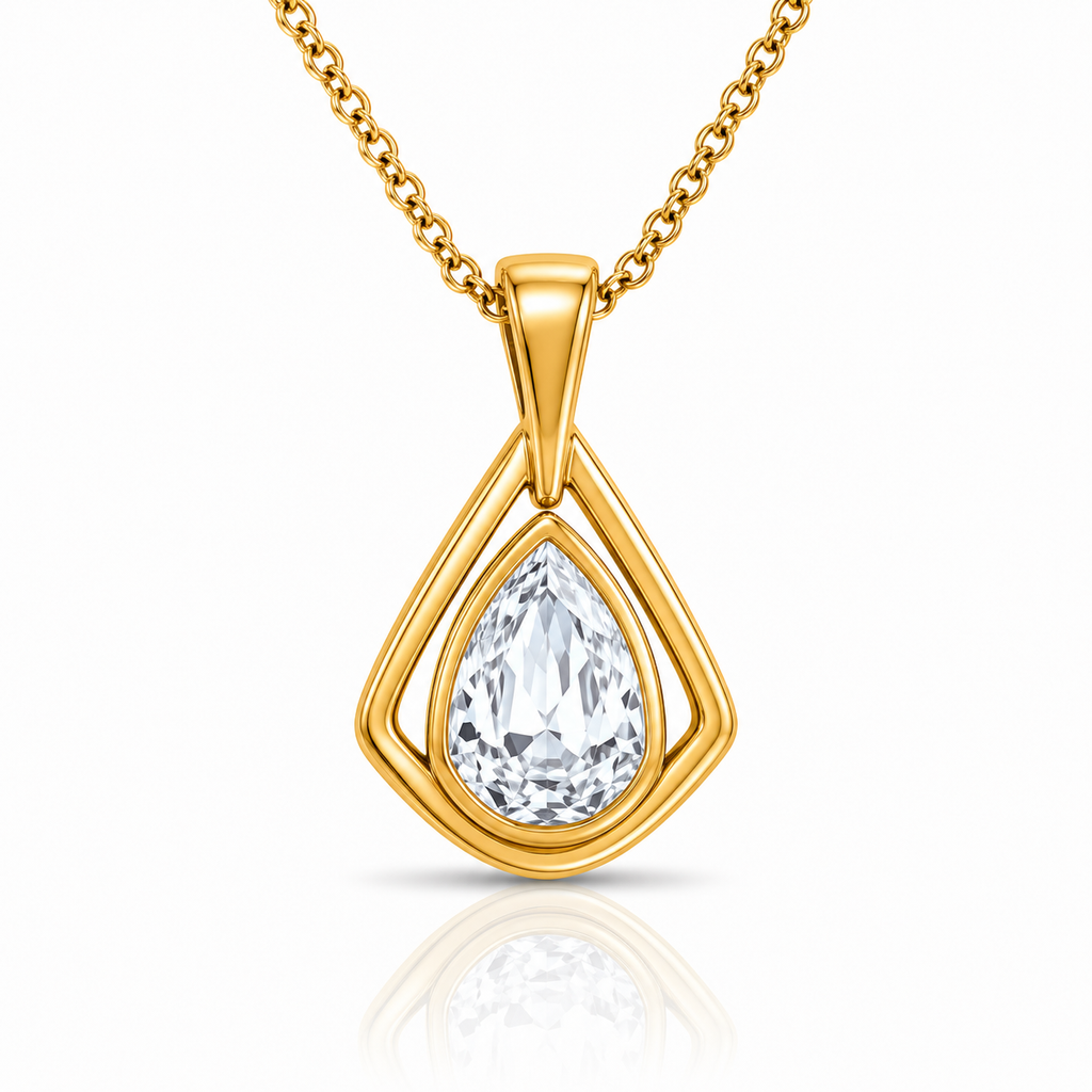 Pear Cut Diamond Pendant with Chain