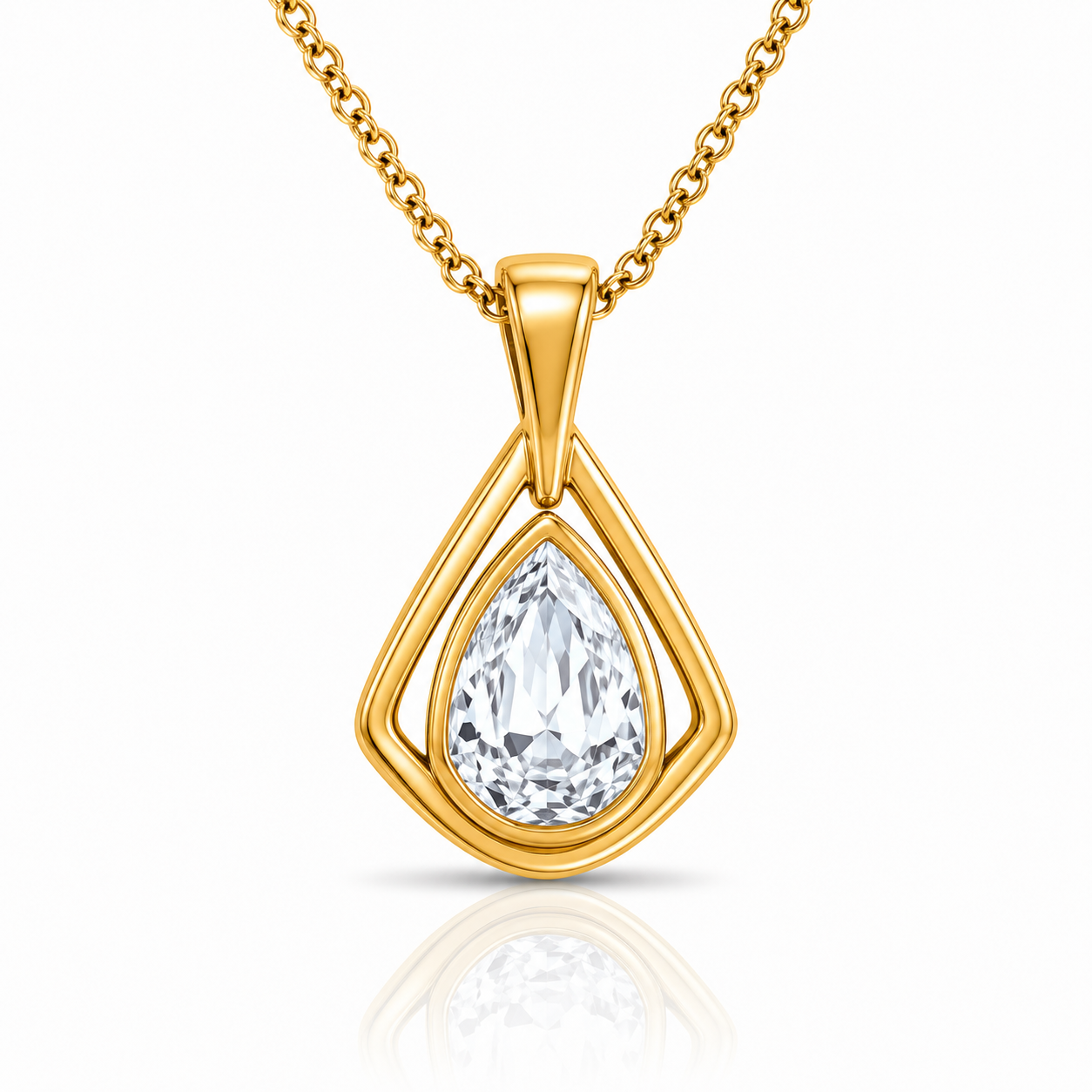 Pear Cut Diamond Pendant with Chain