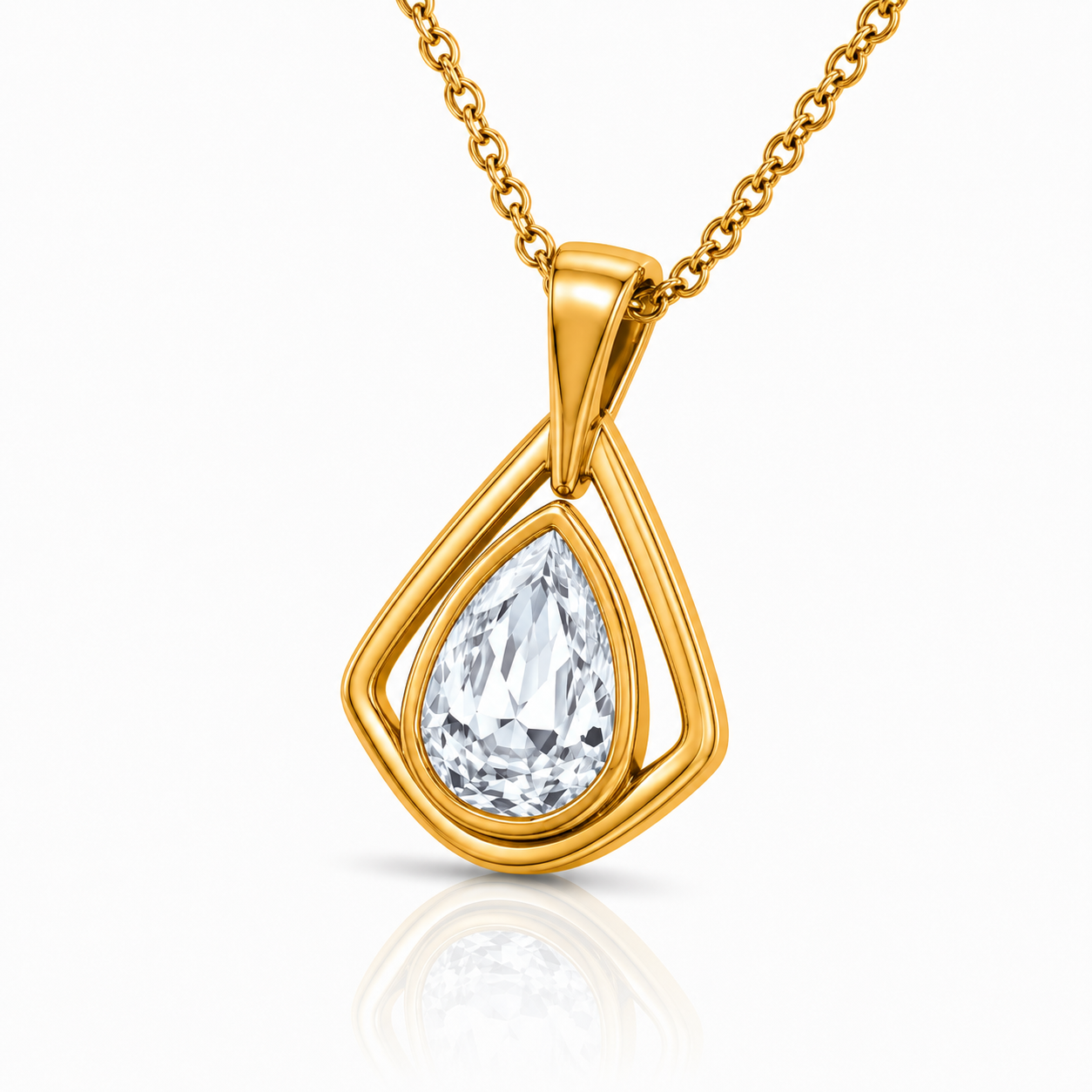 Pear Cut Diamond Pendant with Chain