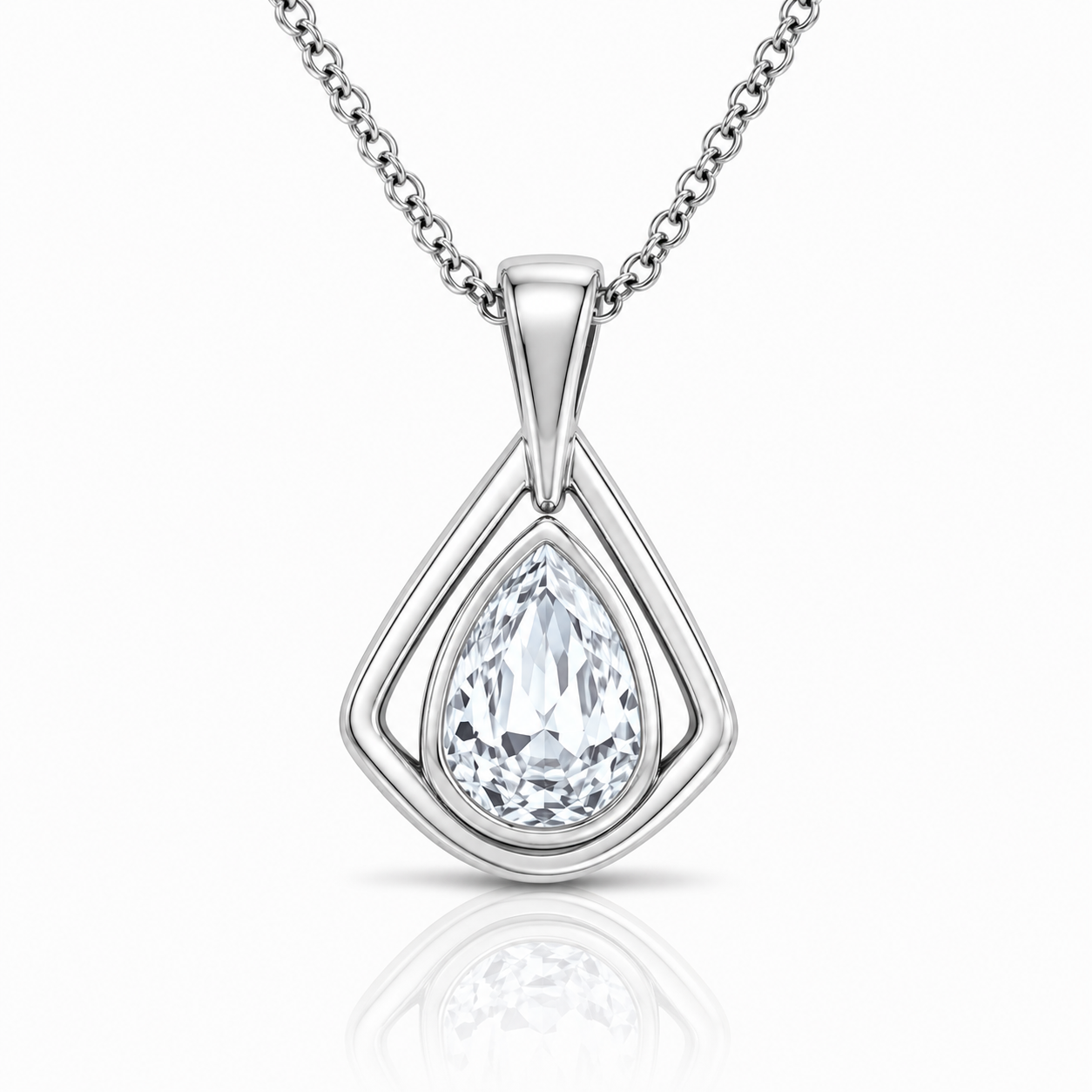 Pear Cut Diamond Pendant with Chain