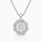 Princess Halo Cut Diamond Pendant with Chain