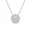 Round Halo Cut Diamond Pendant with Chain