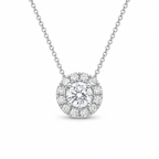 Round Halo Cut Diamond Pendant with Chain