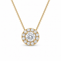 Round Halo Cut Diamond Pendant with Chain