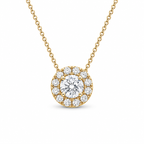 Round Halo Cut Diamond Pendant with Chain