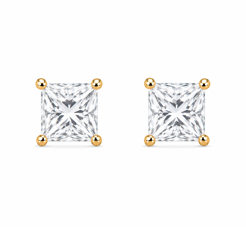 Princess-Cut Diamond Solitaire Studs