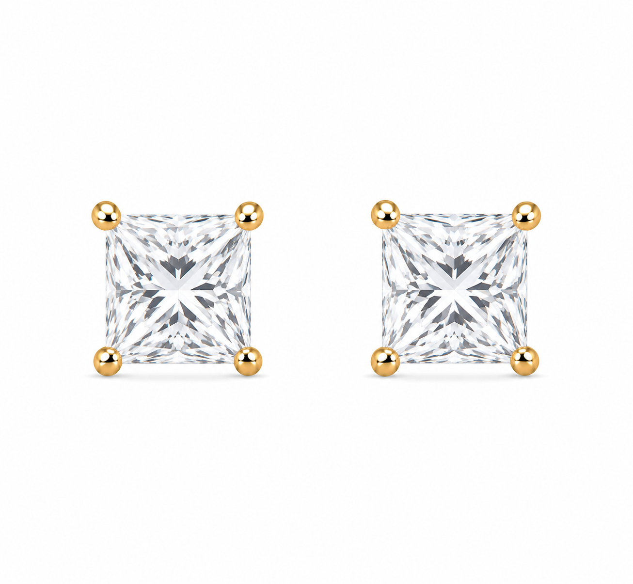 Princess-Cut Diamond Solitaire Studs