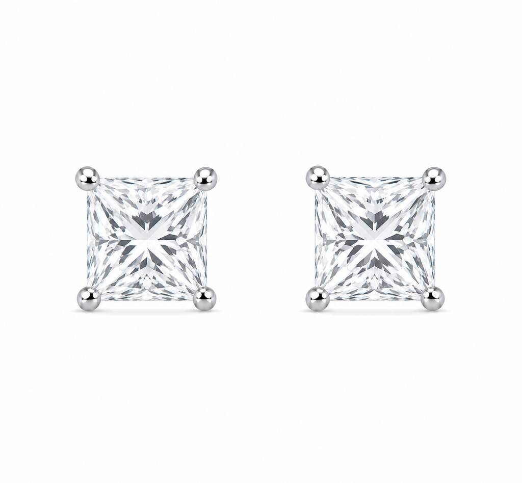 Princess-Cut Diamond Solitaire Studs