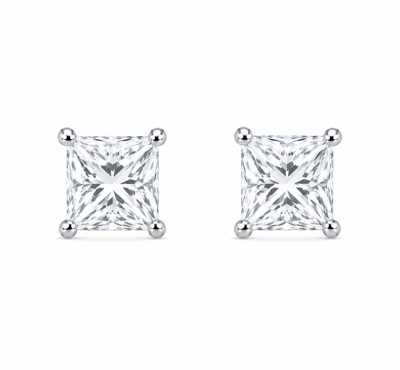Princess-Cut Diamond Solitaire Studs