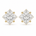 Princess-Cut Twisted Diamond Solitaire Studs
