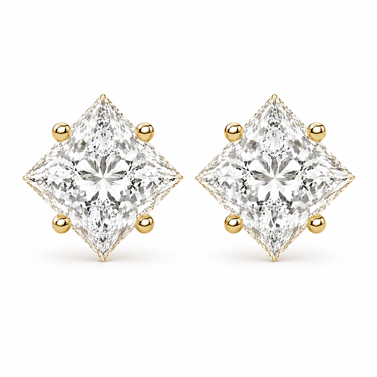 Princess-Cut Twisted Diamond Solitaire Studs