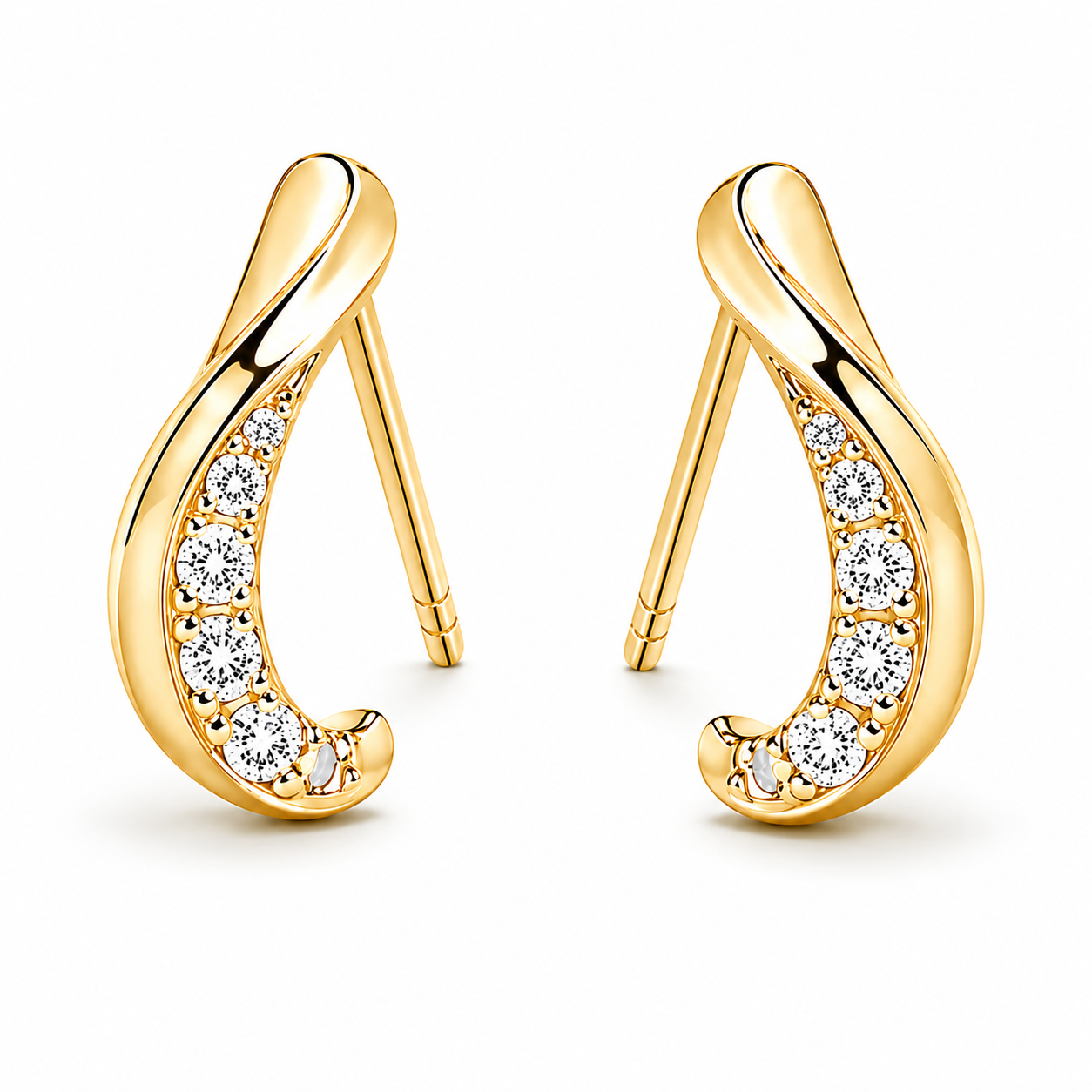 Twisted Teardrop Diamond Studs