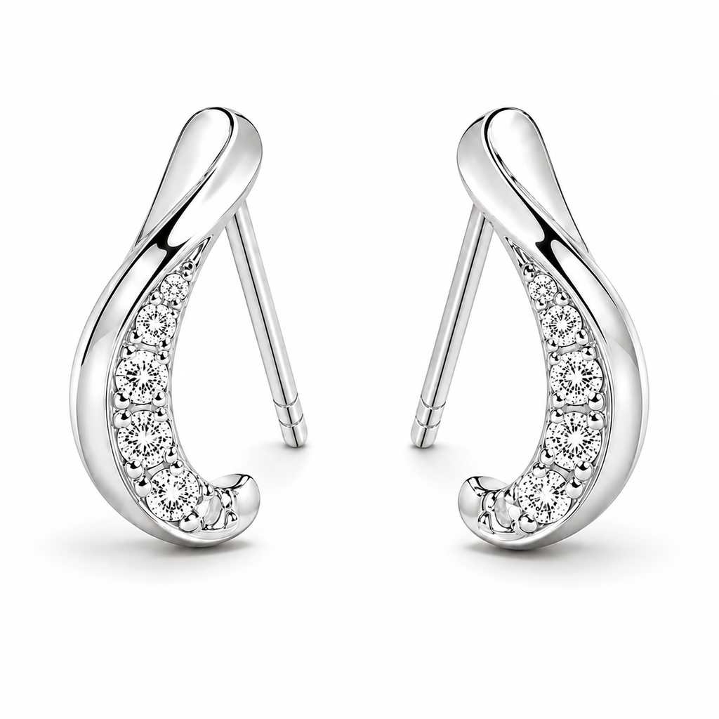 Twisted Teardrop Diamond Studs
