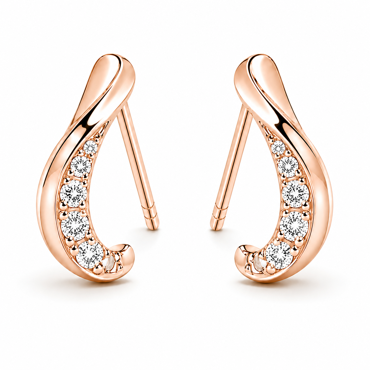 Twisted Teardrop Diamond Studs