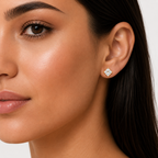Princess-Cut Twisted Diamond Solitaire Studs
