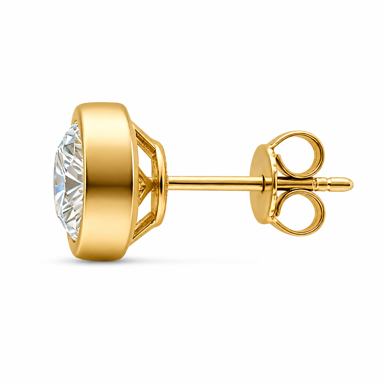 Round Bezel Set Diamond Stud Earrings