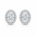 Oval Halo Diamond Stud Earrings