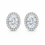 Oval Halo Diamond Stud Earrings